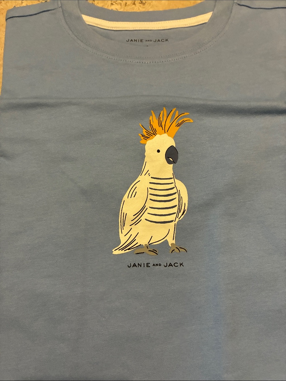 Janie and Jack Blue Tee with Cockatoo Print